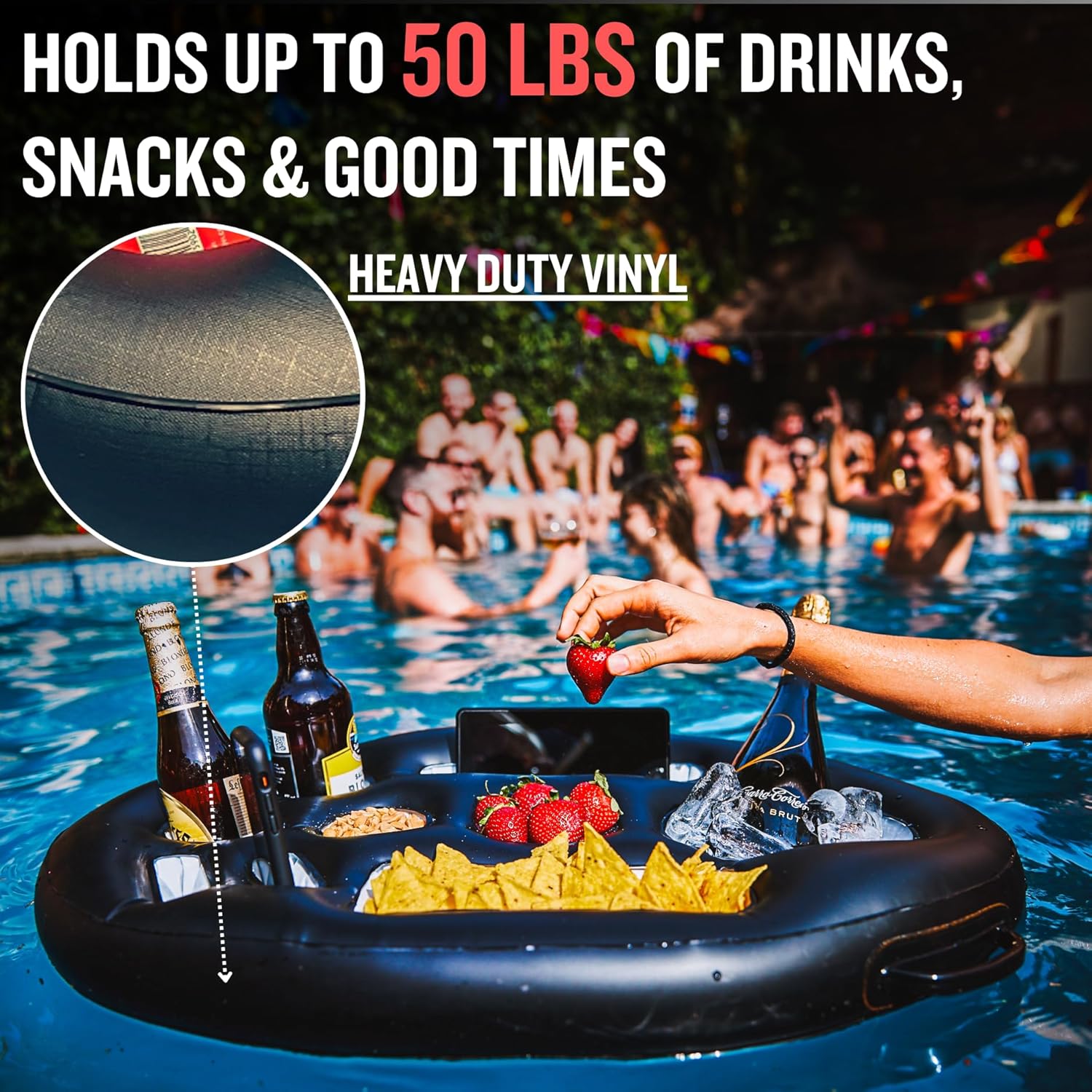 Premium Floating Drink Holder for Pool & Hot Tub – Holds Up to 50 lbs