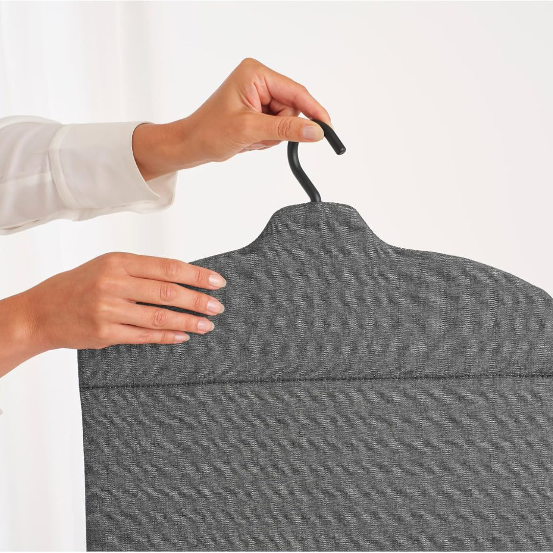 Folding Steam Ironing Board with Full-Length Hanger, 360° Rotating Hook, Space-Saving Design