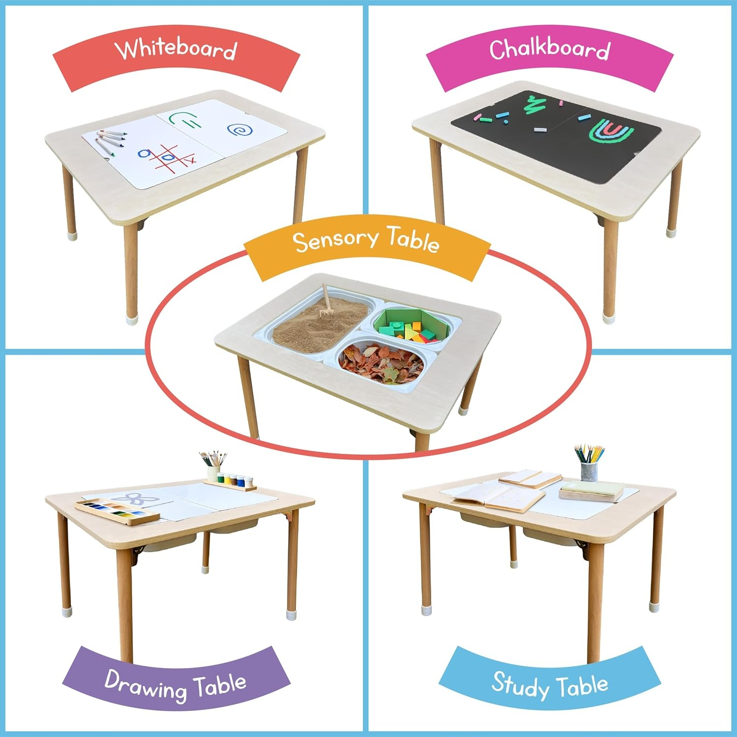 Children using a sensory play and learning activity table