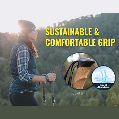 Cork Grip Trekking Poles – Lightweight Folding Hiking Poles with Adjustable Height and Compact Travel Design
