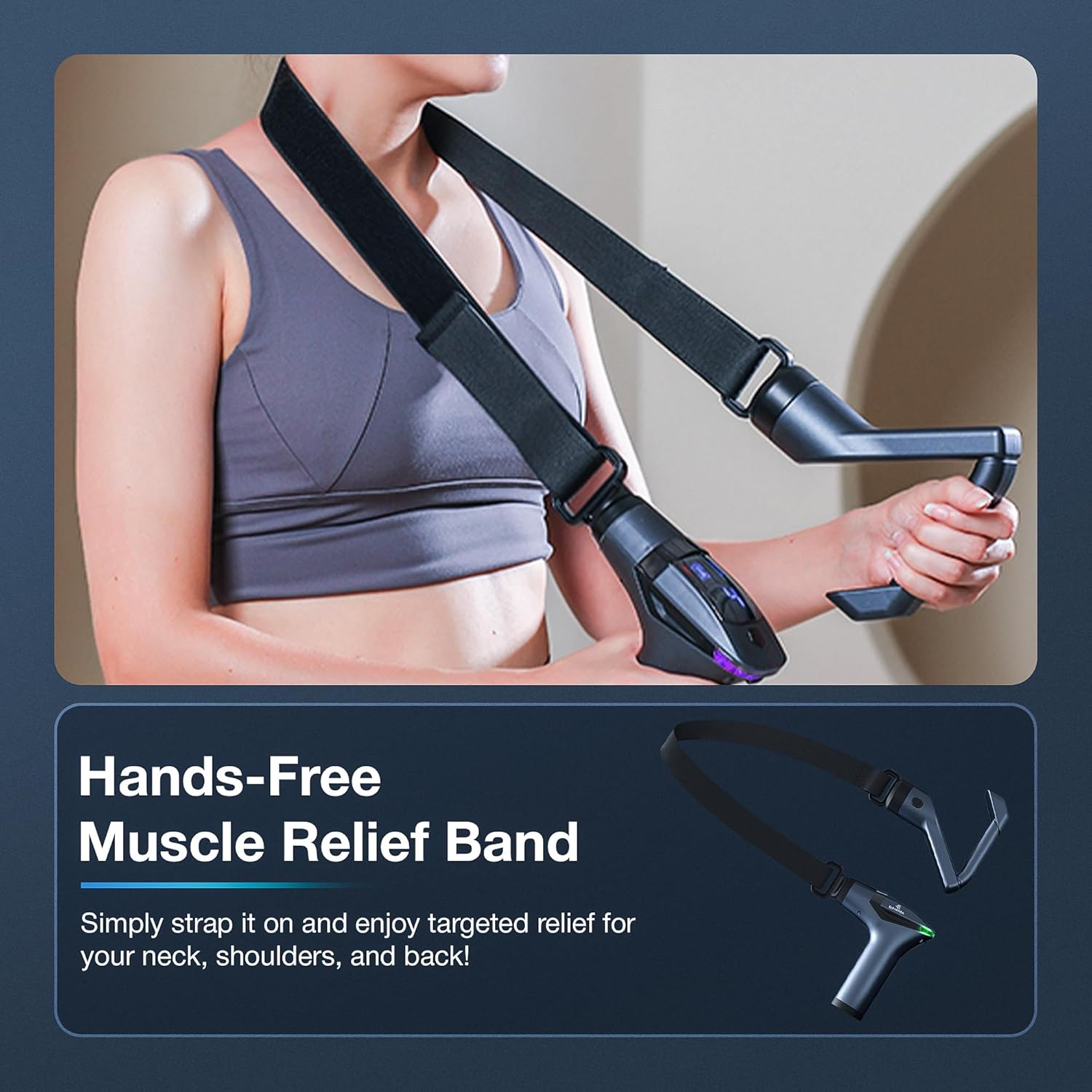 3-in-1 Massage Gun – Extended Handle & Belt | 12 Speed Levels