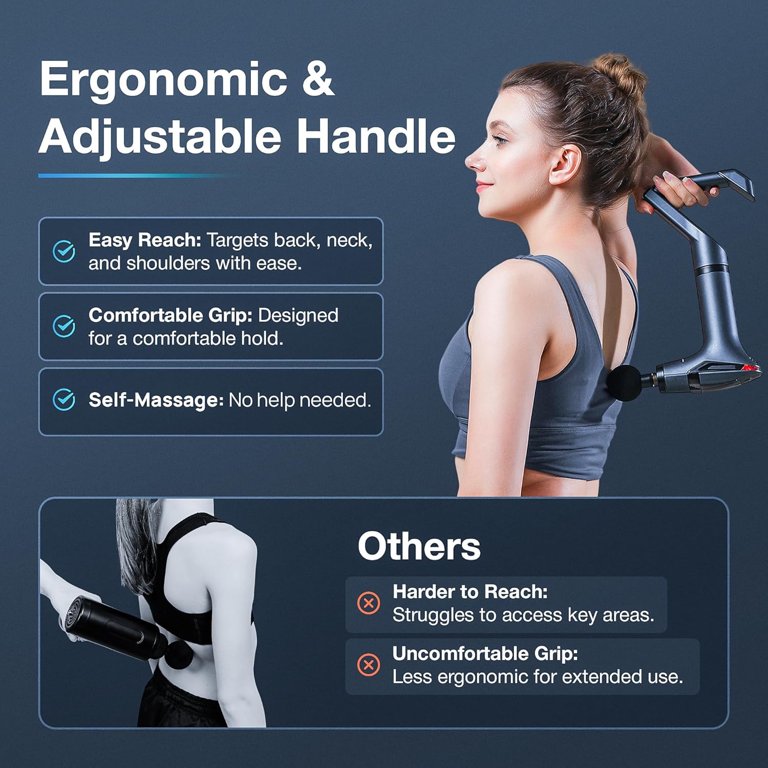3-in-1 Massage Gun – Extended Handle & Belt | 12 Speed Levels