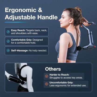 3-in-1 Massage Gun – Extended Handle & Belt | 12 Speed Levels