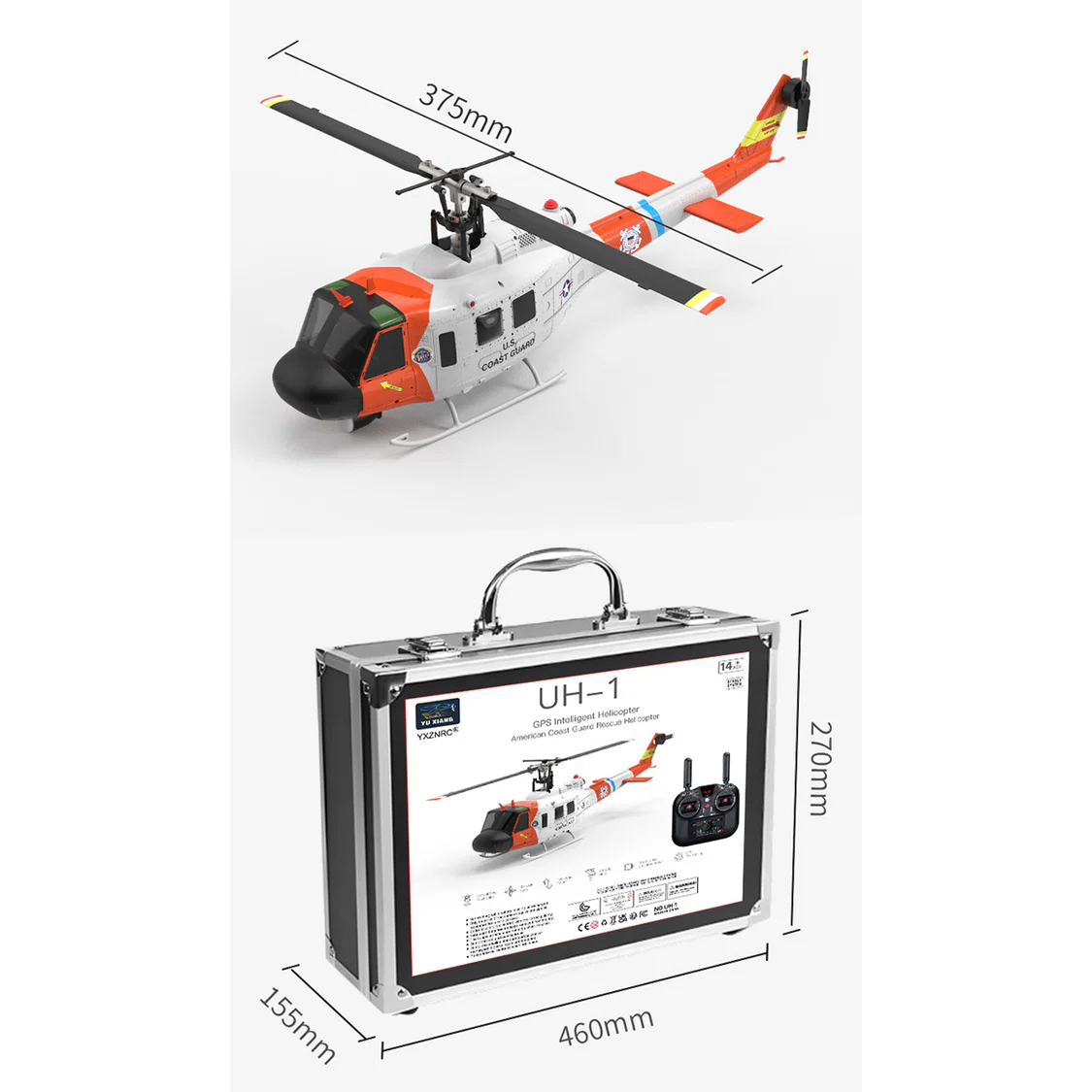 1/34 scale radio-controlled helicopter – with GPS hover function