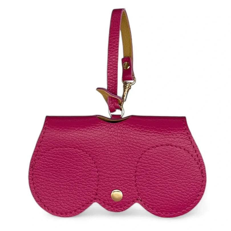 Peanut-colored grained leather eyeglass case