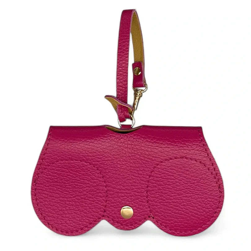 Peanut-colored grained leather eyeglass case