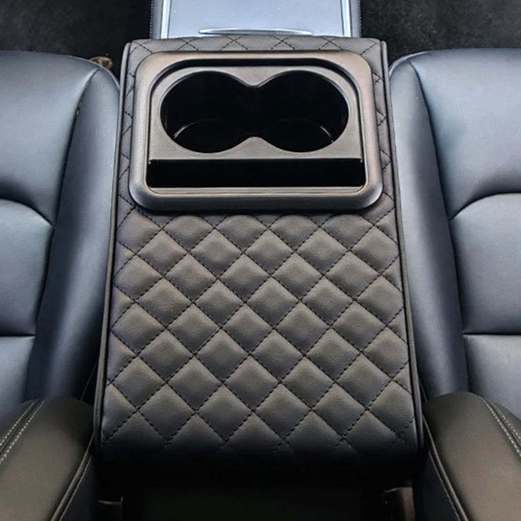 Car center armrest mat with 2 cup holders