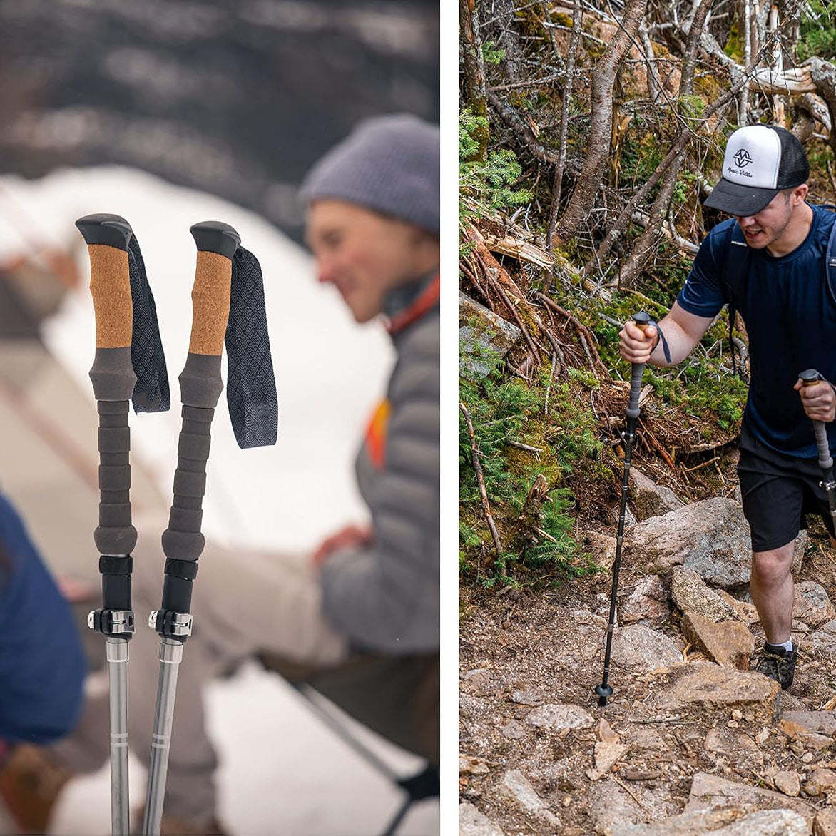 Cork Grip Trekking Poles – Lightweight Folding Hiking Poles with Adjustable Height and Compact Travel Design