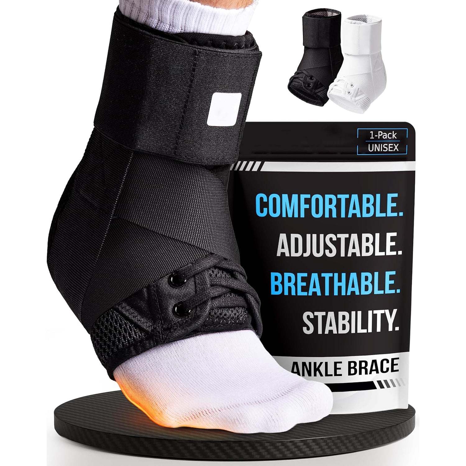Unisex Ankle Support Brace – Adjustable Lace-Up Support with Lateral S