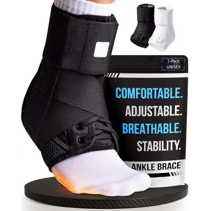 Unisex Ankle Support Brace – Adjustable Lace-Up Support with Lateral Stabilizers
