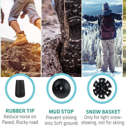 Cork Grip Trekking Poles – Lightweight Folding Hiking Poles with Adjustable Height and Compact Travel Design