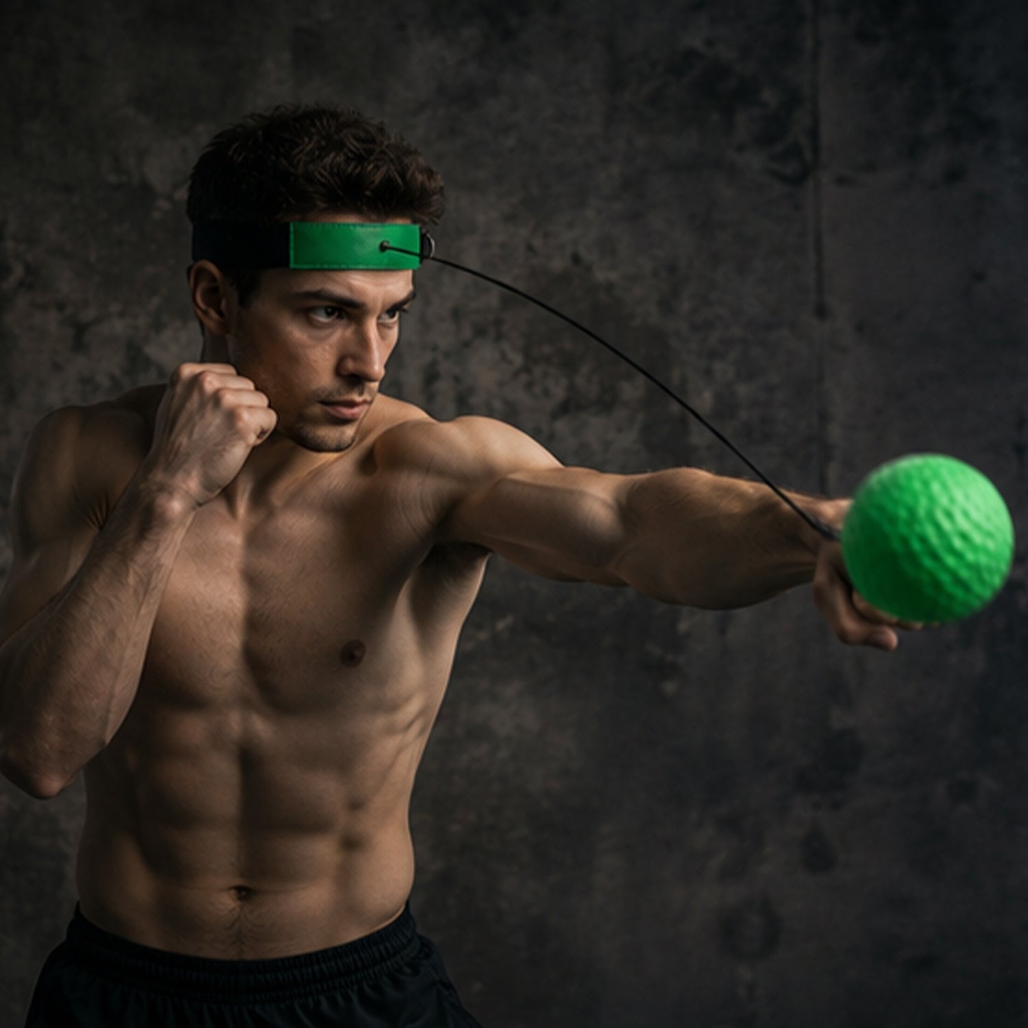 Head-mounted boxing reflex ball