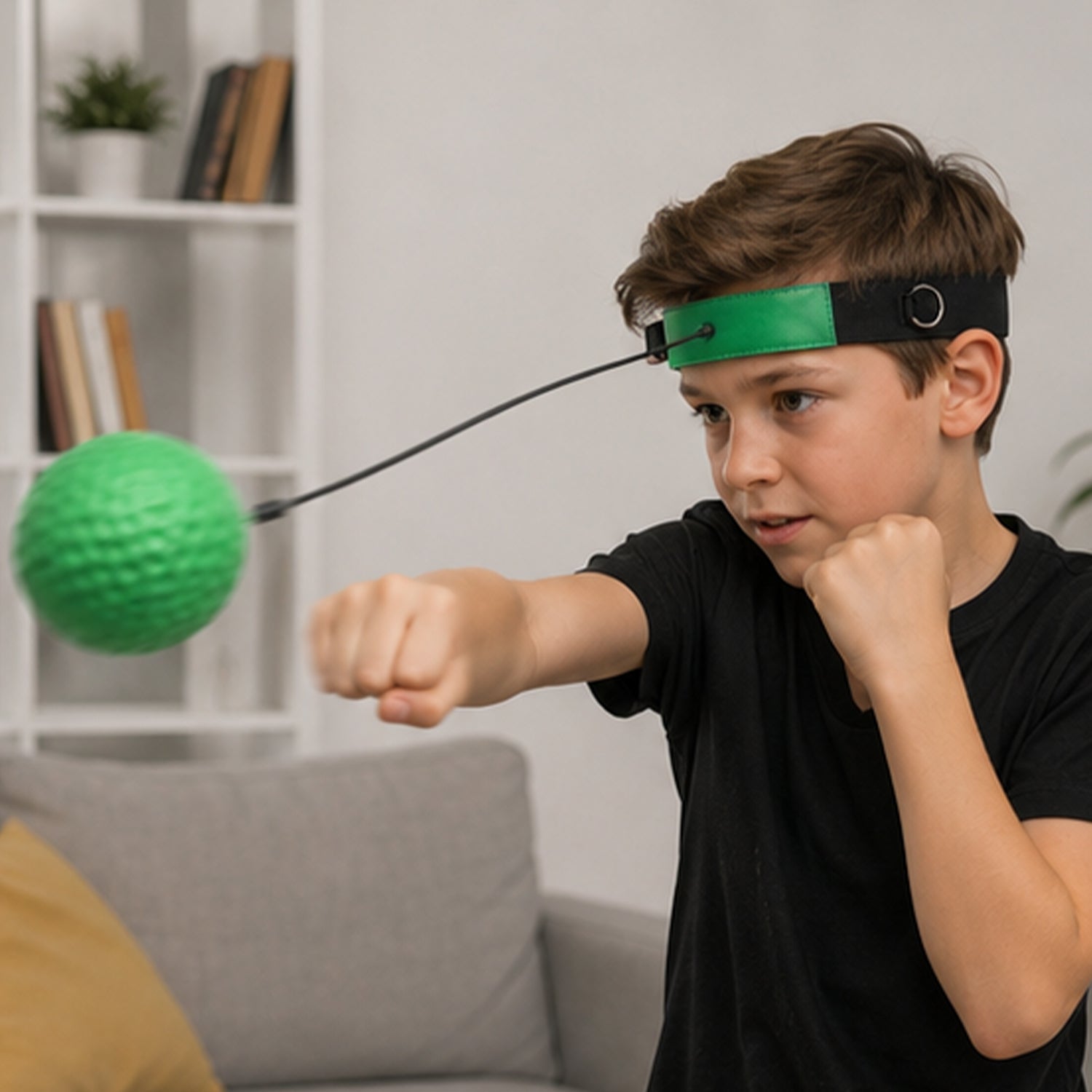 Head-mounted boxing reflex ball