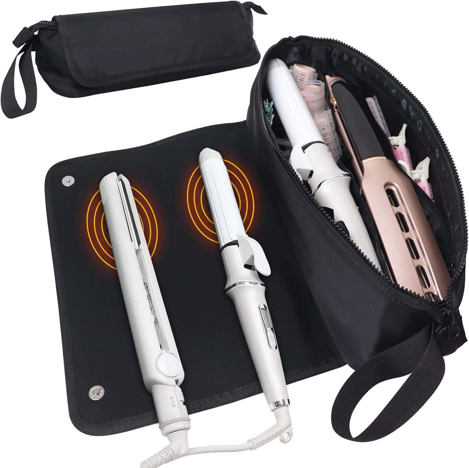 The All-in-One Heat-Resistant Travel Bag & Organizer for Hair Styling Tools.