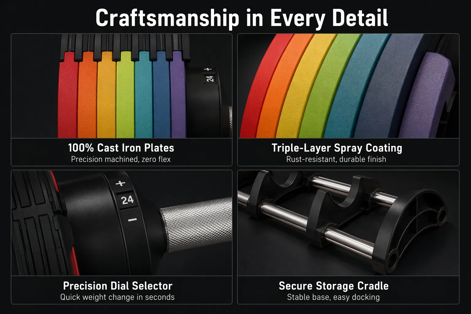 Rainbow Adjustable Dumbbell Set — 2KG to 50KG (5LB to 110LB)