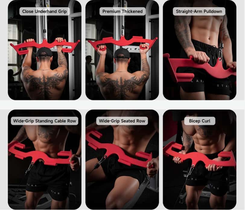 Triangular Stability Lat Pulldown Bar Set – 8 Ergonomic Handles for Total Back Training