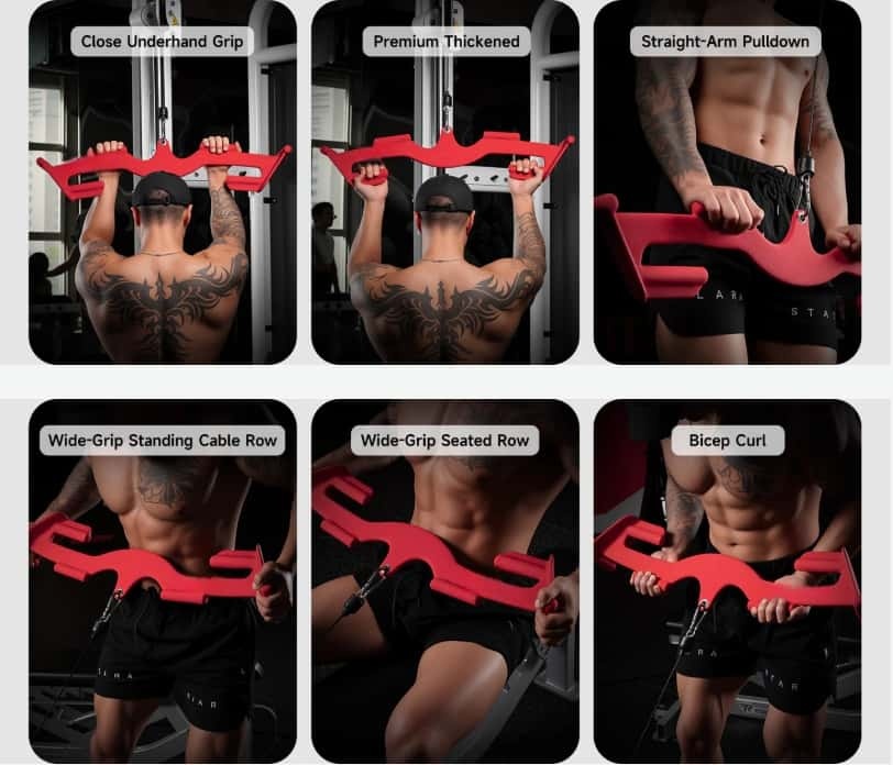 Triangular Stability Lat Pulldown Bar Set – 8 Ergonomic Handles for Total Back Training