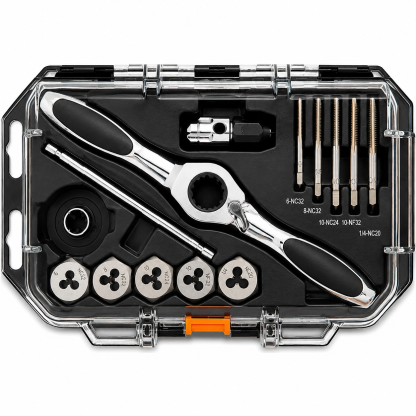 Metric Ratcheting Tap and Die Set (15-Piece)