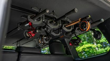 In-vehicle fishing rod storage rack