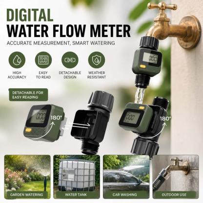 Digital water flow meter for high-precision measurement of outdoor garden watering