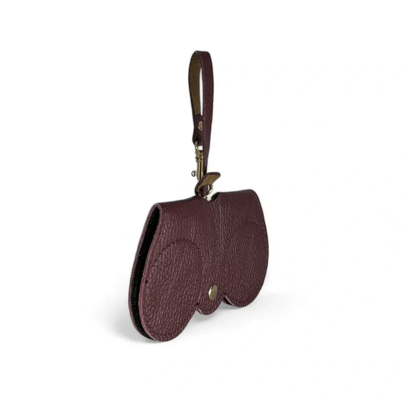 Peanut-colored grained leather eyeglass case