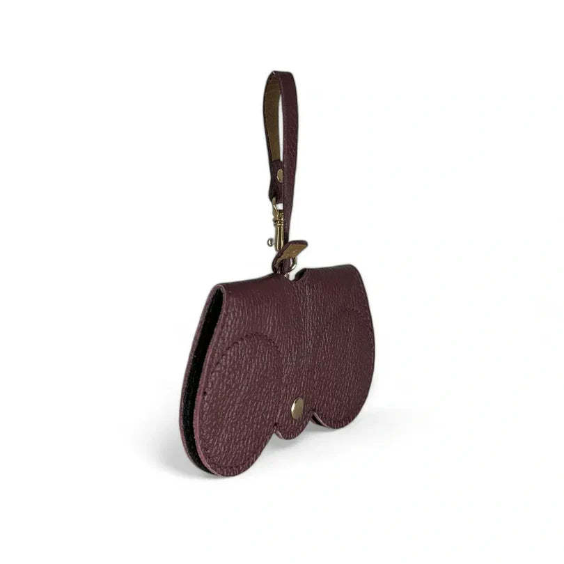 Peanut-colored grained leather eyeglass case
