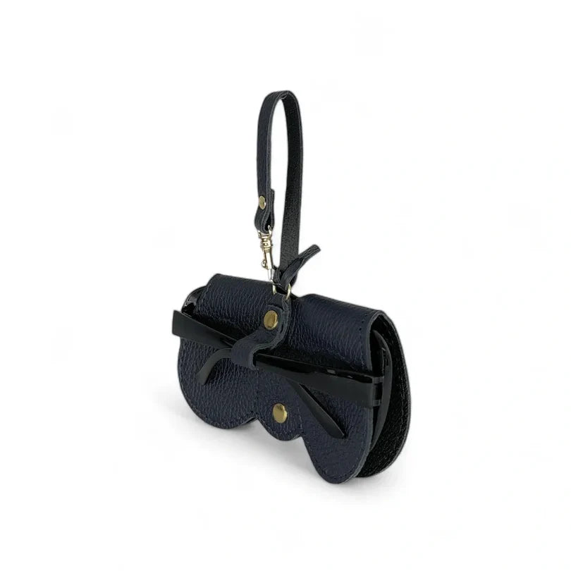 Peanut-colored grained leather eyeglass case