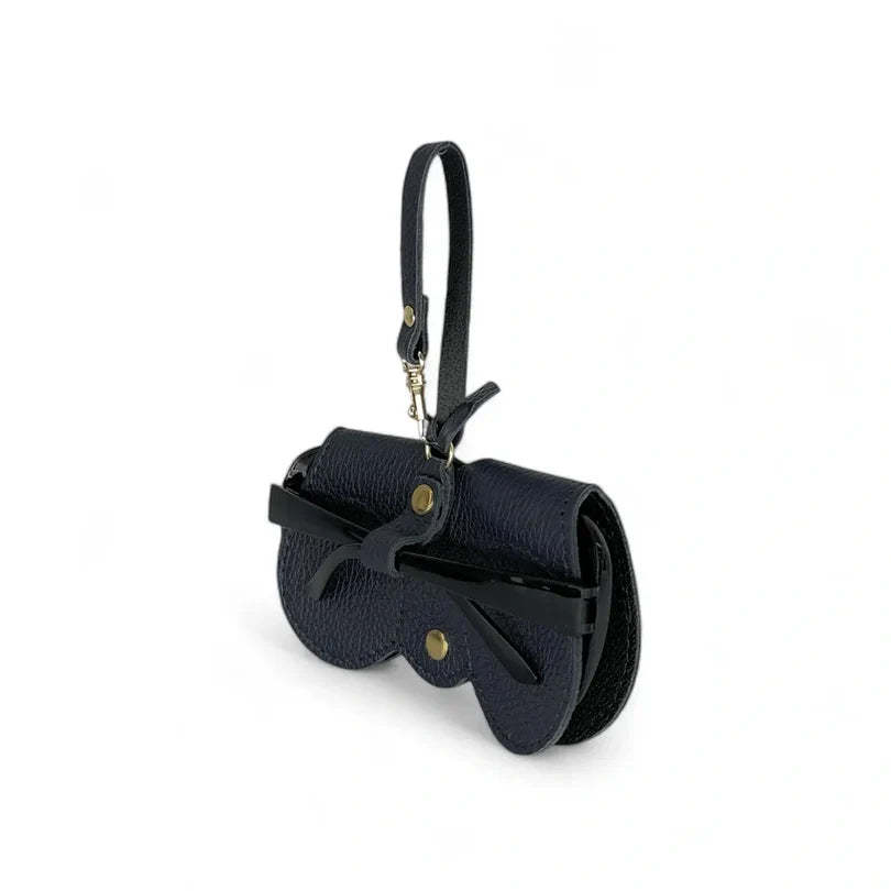 Peanut-colored grained leather eyeglass case