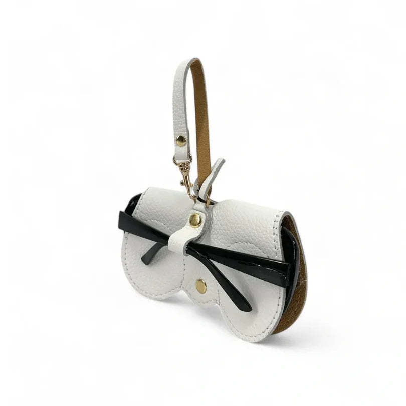 Peanut-colored grained leather eyeglass case