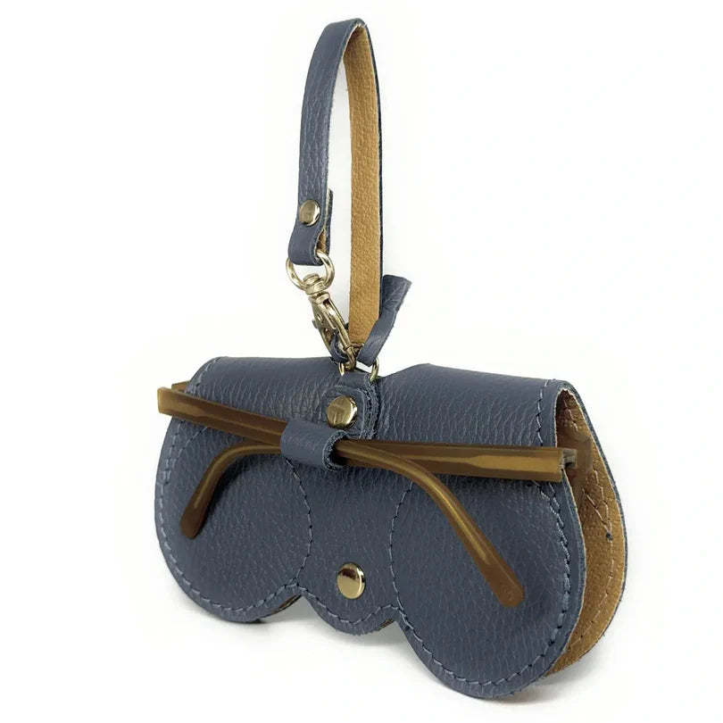 Peanut-colored grained leather eyeglass case