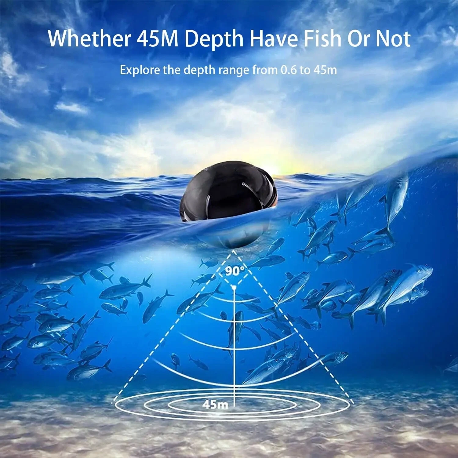 Portable Wireless Sonar Fishing Alert Fish Finder Underwater Fishing Detector