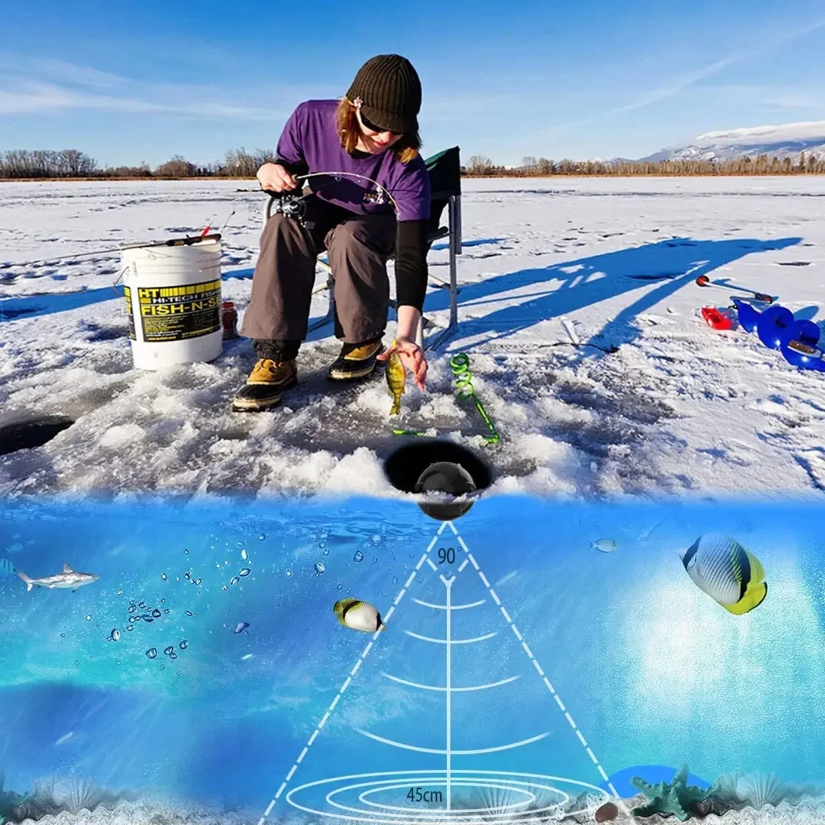 Portable Wireless Sonar Fishing Alert Fish Finder Underwater Fishing Detector