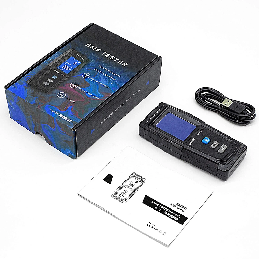 Handheld rechargeable digital electromagnetic field radiation detector