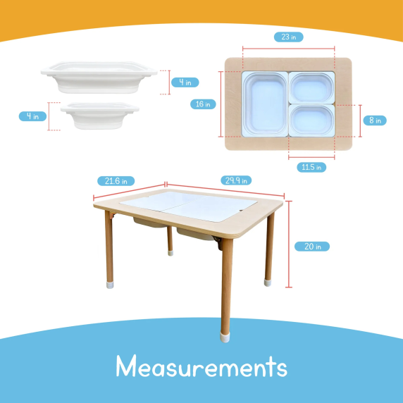 4-in-1 foldable sensory play table dimensions