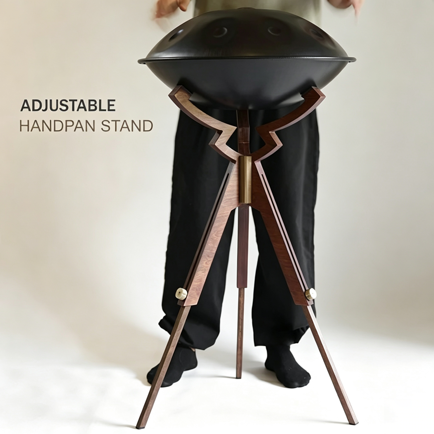 Height-Adjustable Handpan Stand – Wooden Tripod