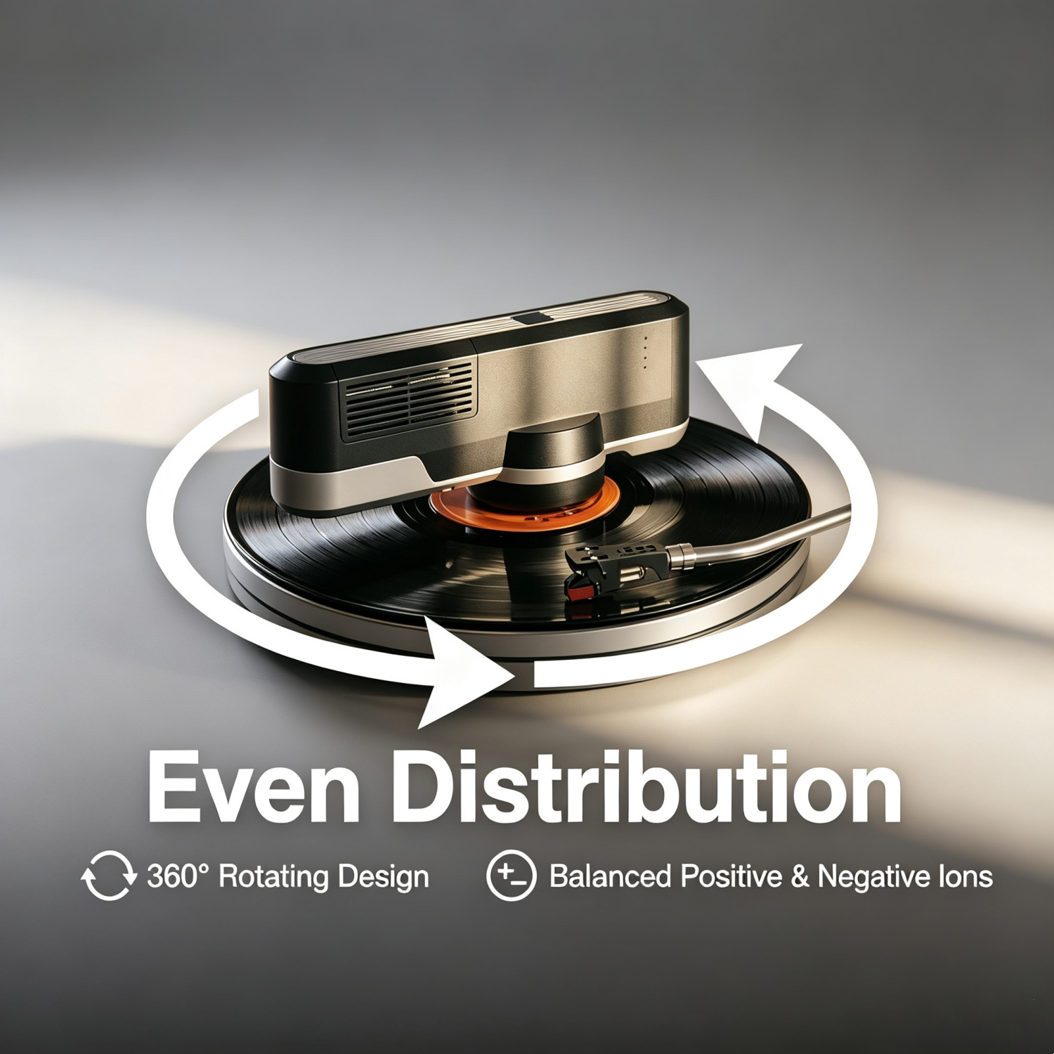 Static Eliminator – 360° Rotating Anti-Static Ionizer &amp; Dust Cleaner for Vinyl Records Hi-Fi Turntables
