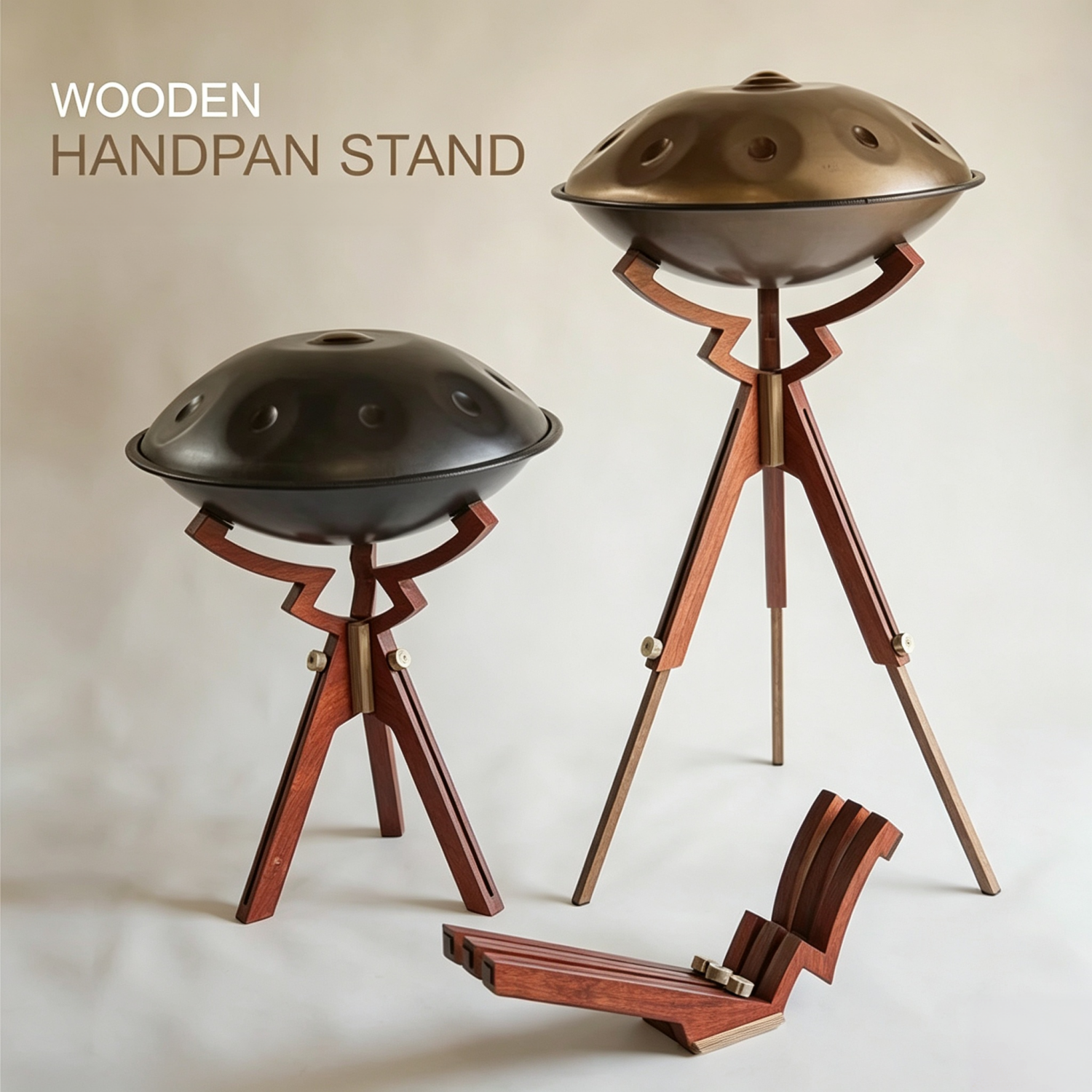 Height-Adjustable Handpan Stand – Wooden Tripod