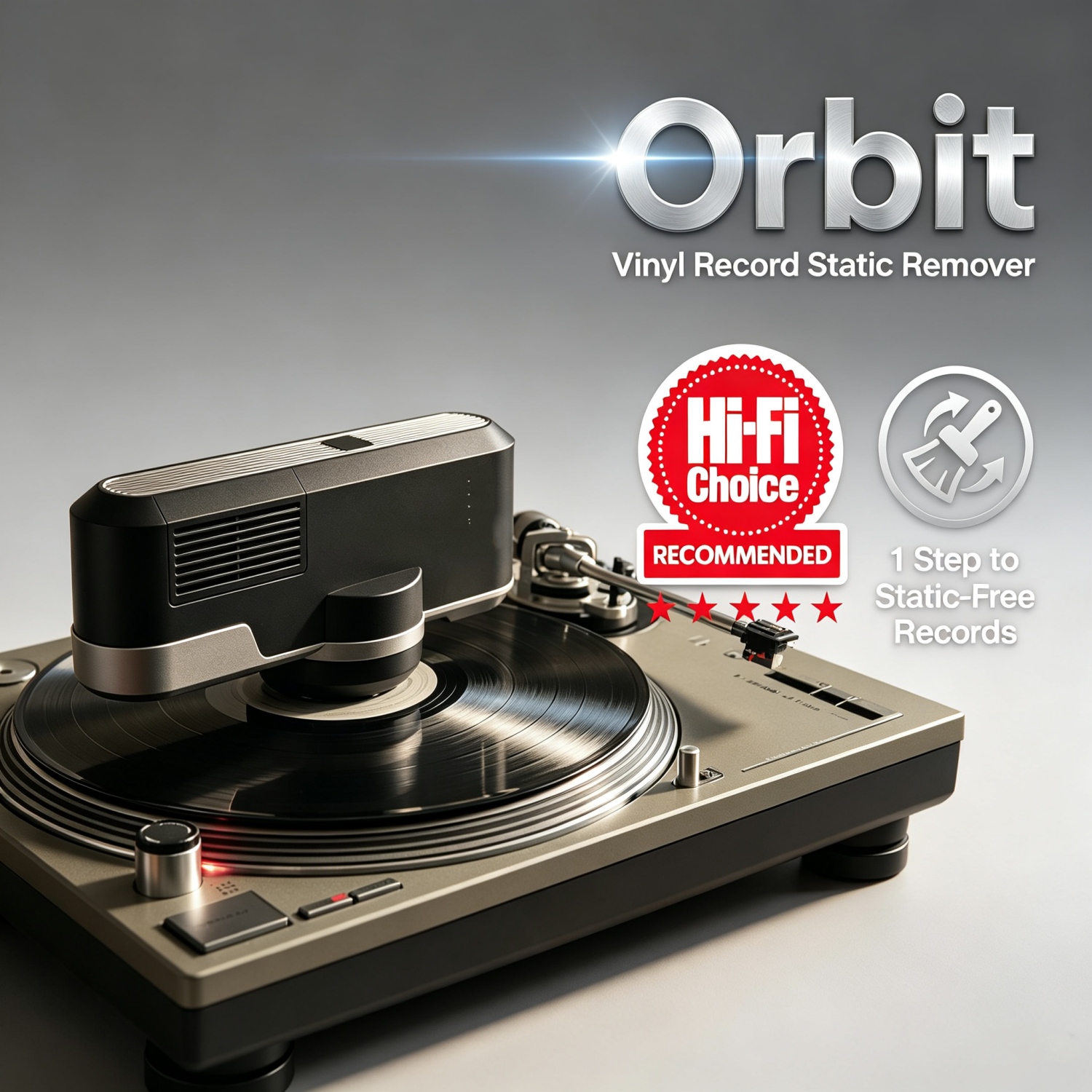 Static Eliminator – 360° Rotating Anti-Static Ionizer &amp; Dust Cleaner for Vinyl Records Hi-Fi Turntables