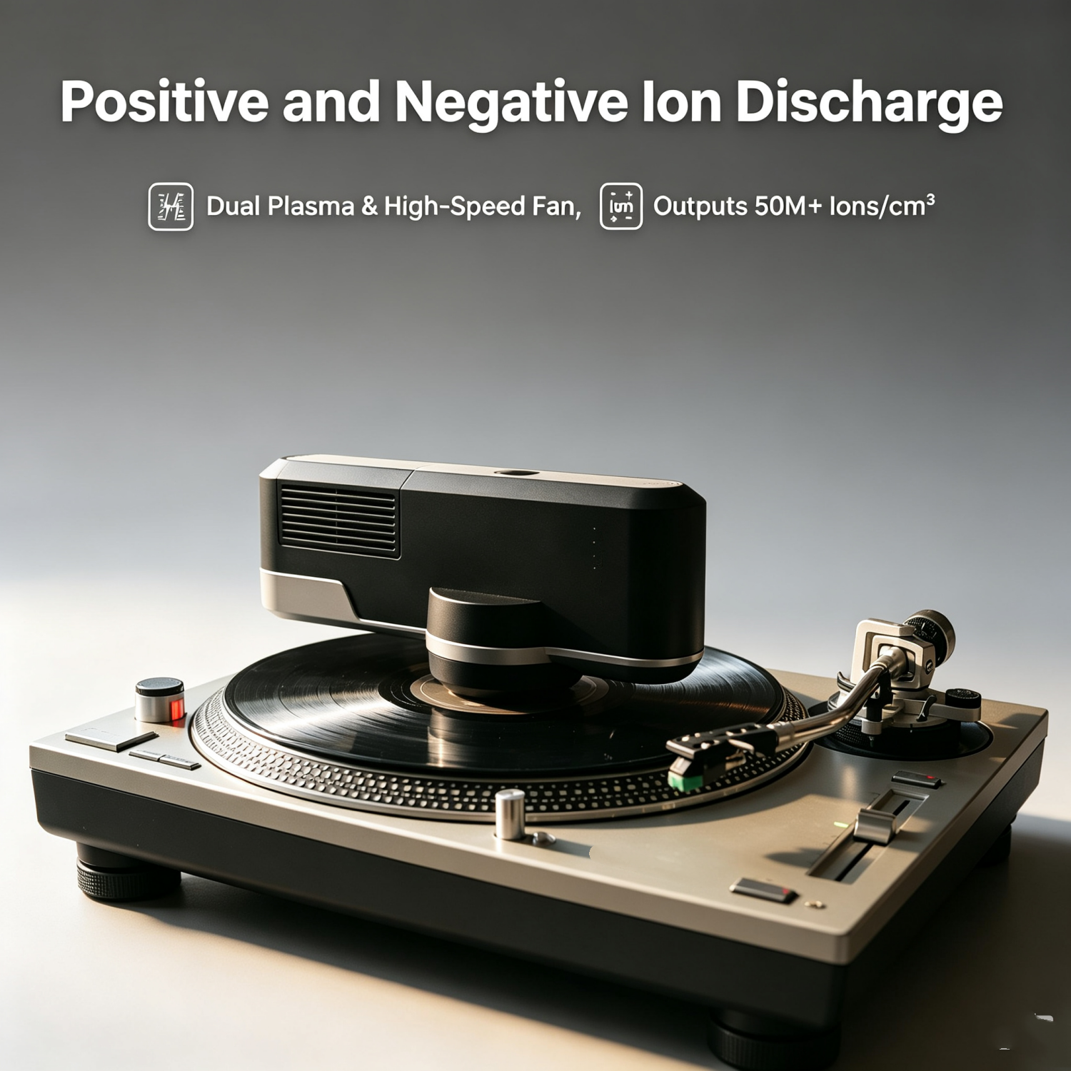 Static Eliminator – 360° Rotating Anti-Static Ionizer &amp; Dust Cleaner for Vinyl Records Hi-Fi Turntables