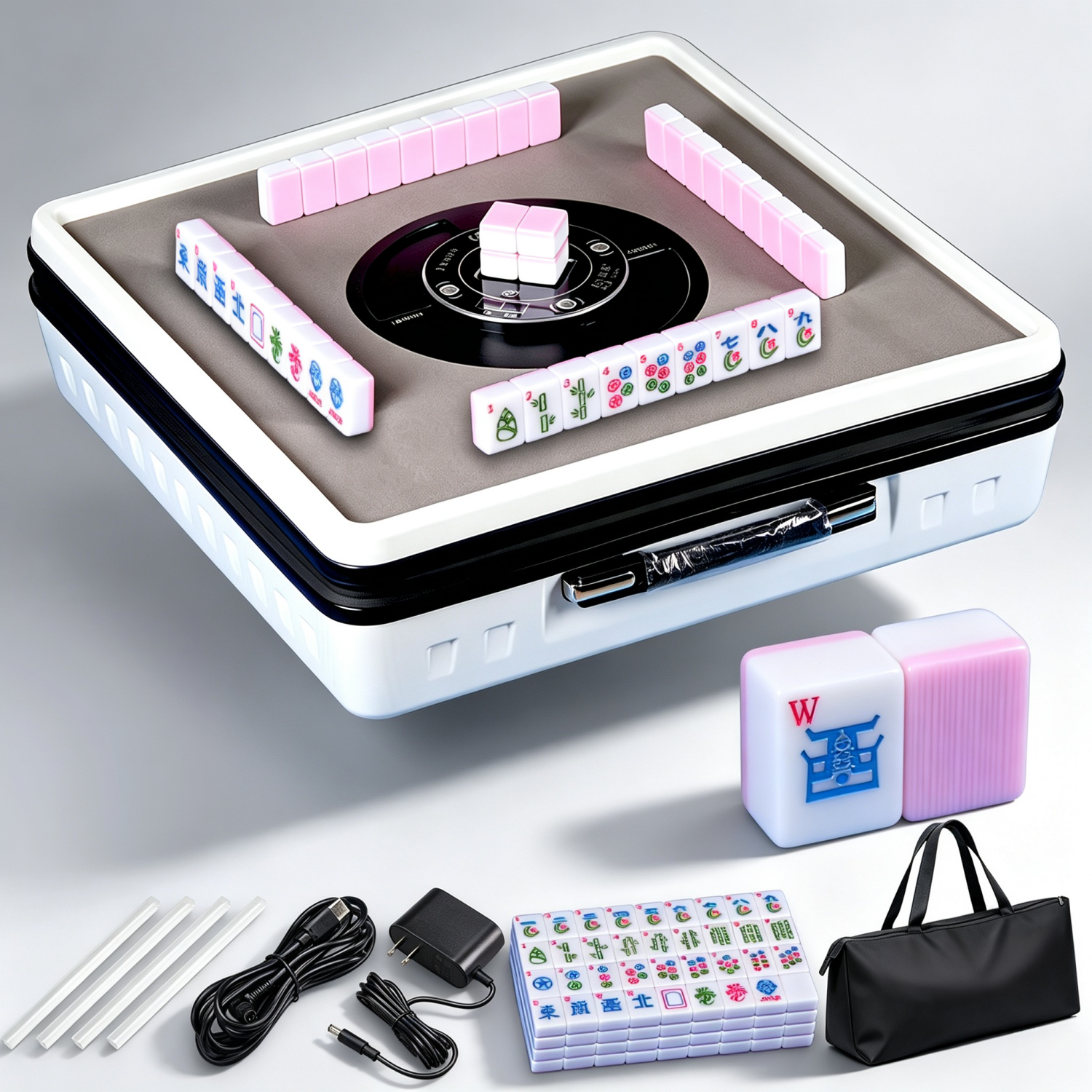 Portable Automatic Mahjong Table – 160 Tiles, Auto Shuffle & Deal