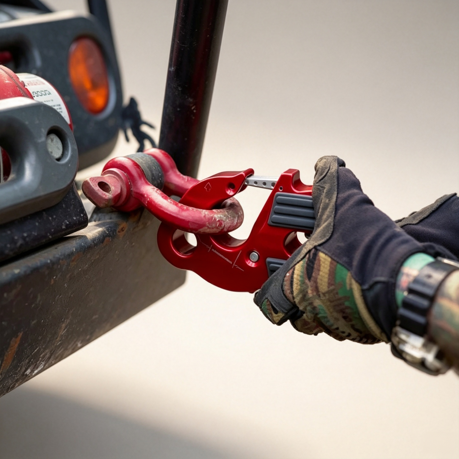 Heavy Duty Winch Hook with Closed System Shackle Mount