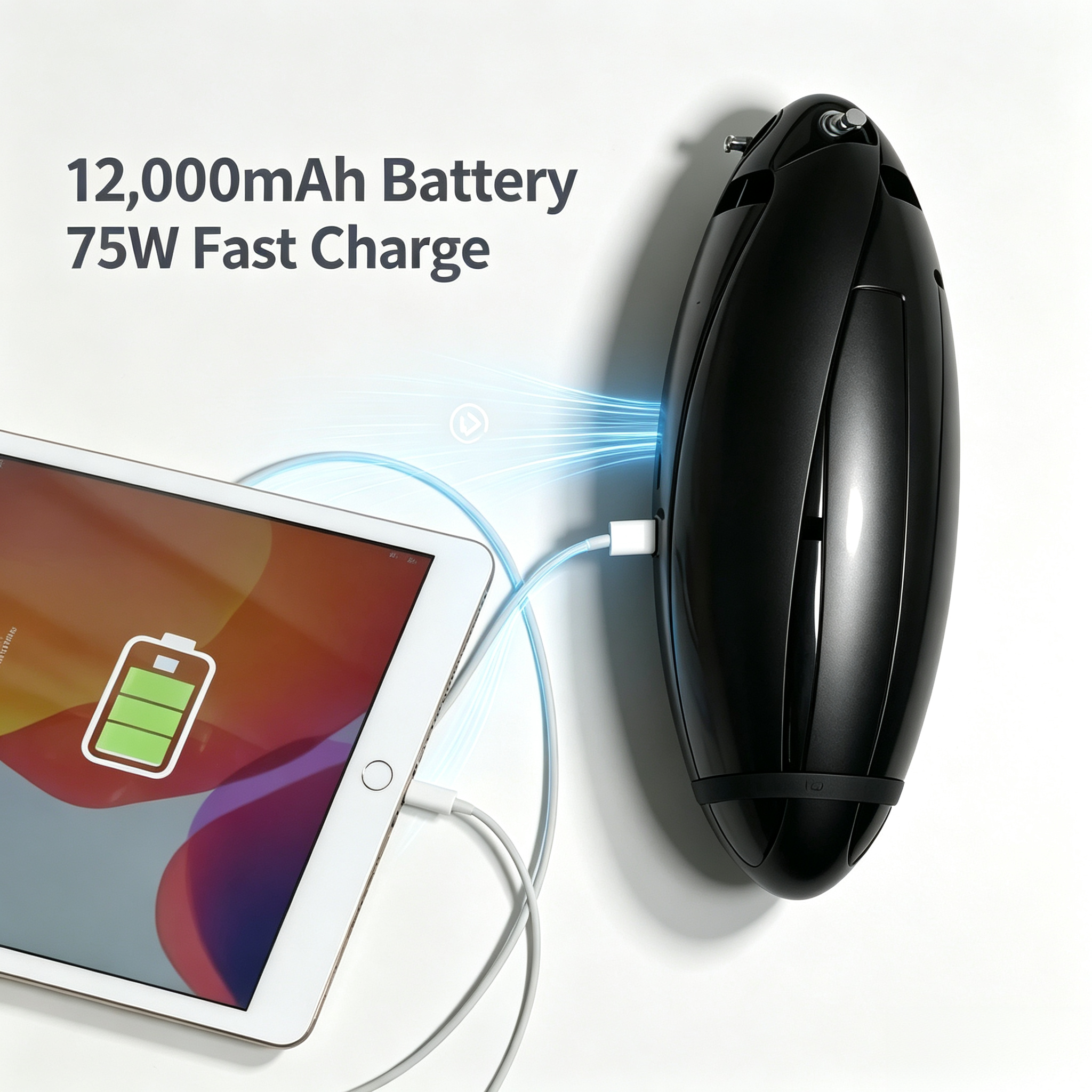 Portable Wind Turbine – 50W, 3 lbs, Water Bottle Size, Built‑in 12,000mAh Battery
