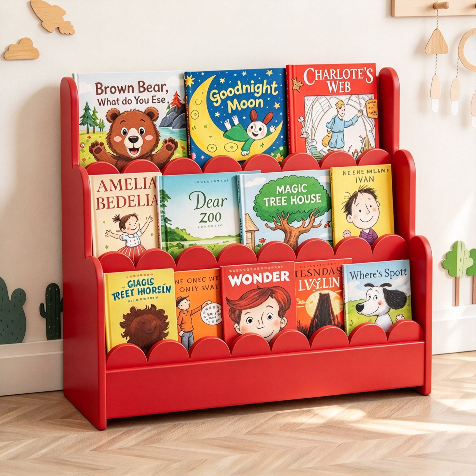 Montessori Bookshelf – 3-Tier Front-Facing Display for Toddlers