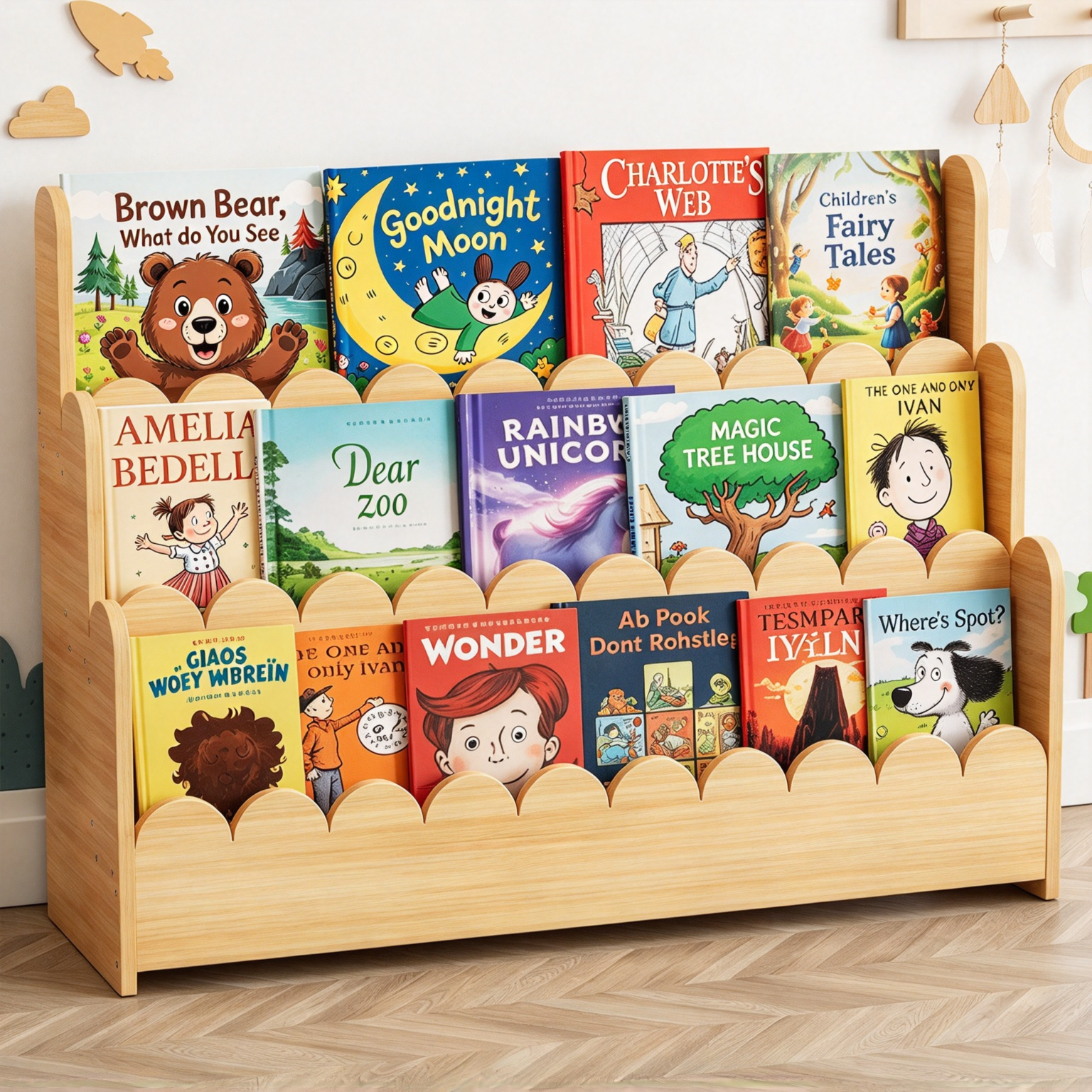 Montessori Bookshelf – 3-Tier Front-Facing Display for Toddlers