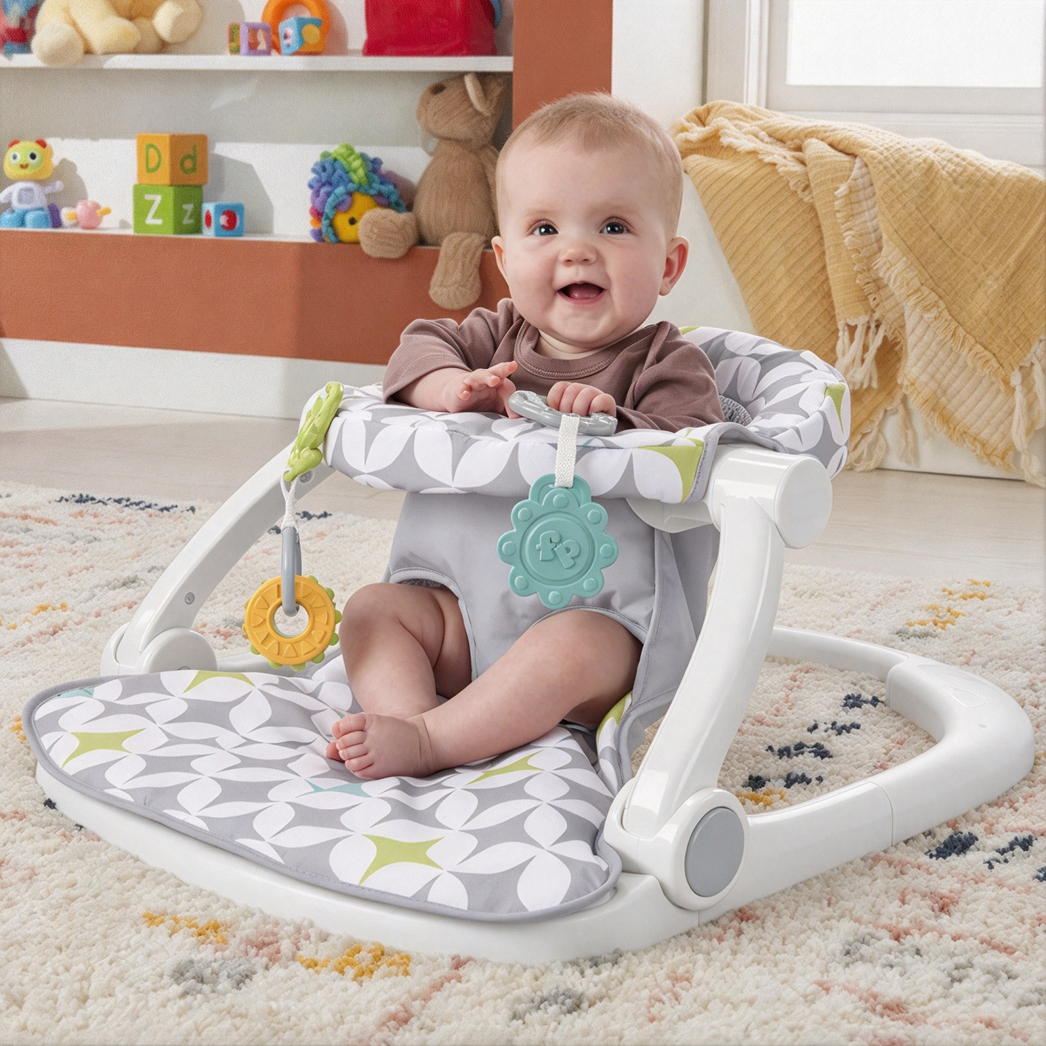 Portable Baby Floor Seat – Sit-Up Support with Toys