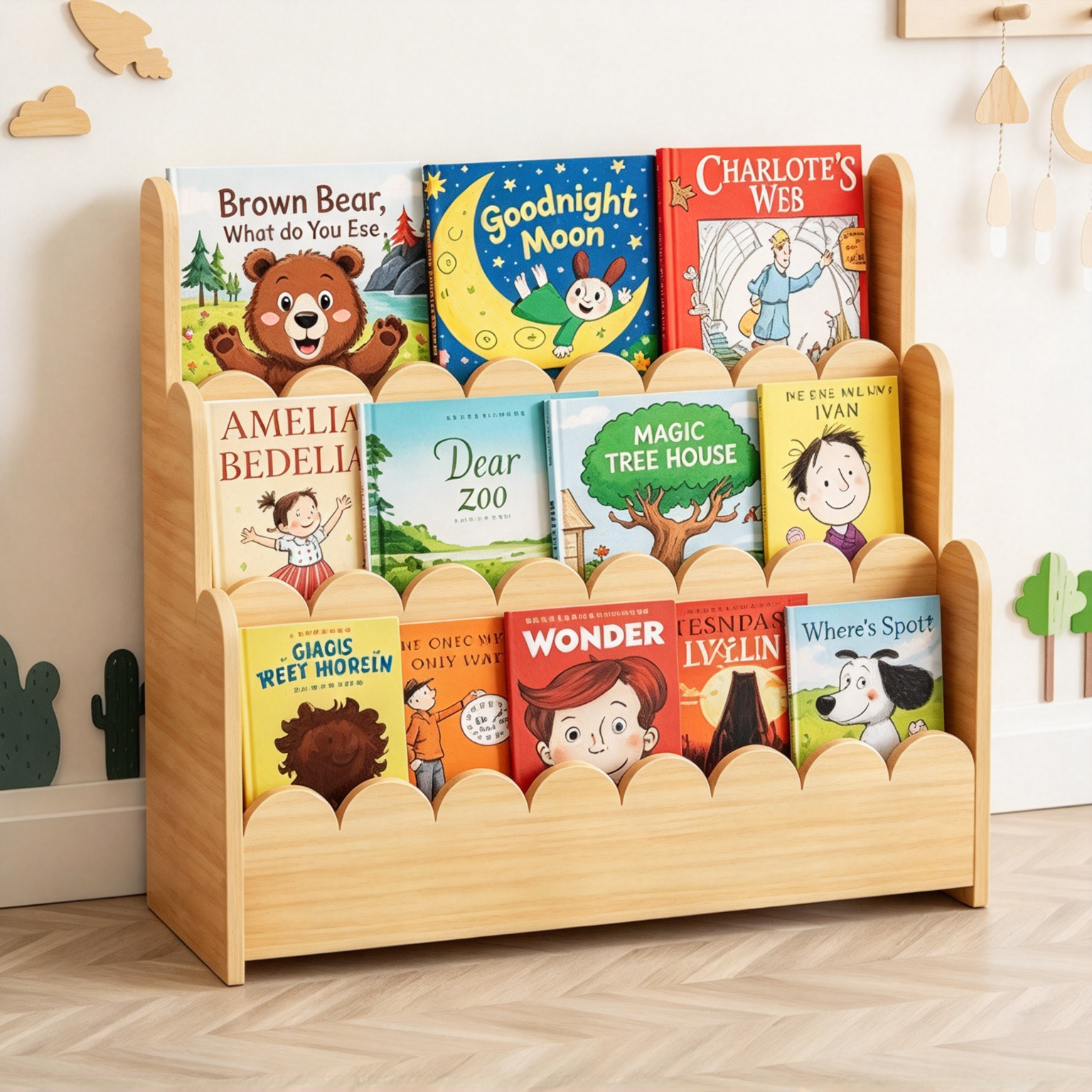 Montessori Bookshelf – 3-Tier Front-Facing Display for Toddlers