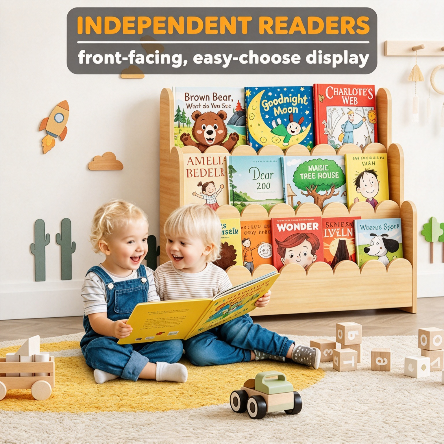 Montessori Bookshelf – 3-Tier Front-Facing Display for Toddlers