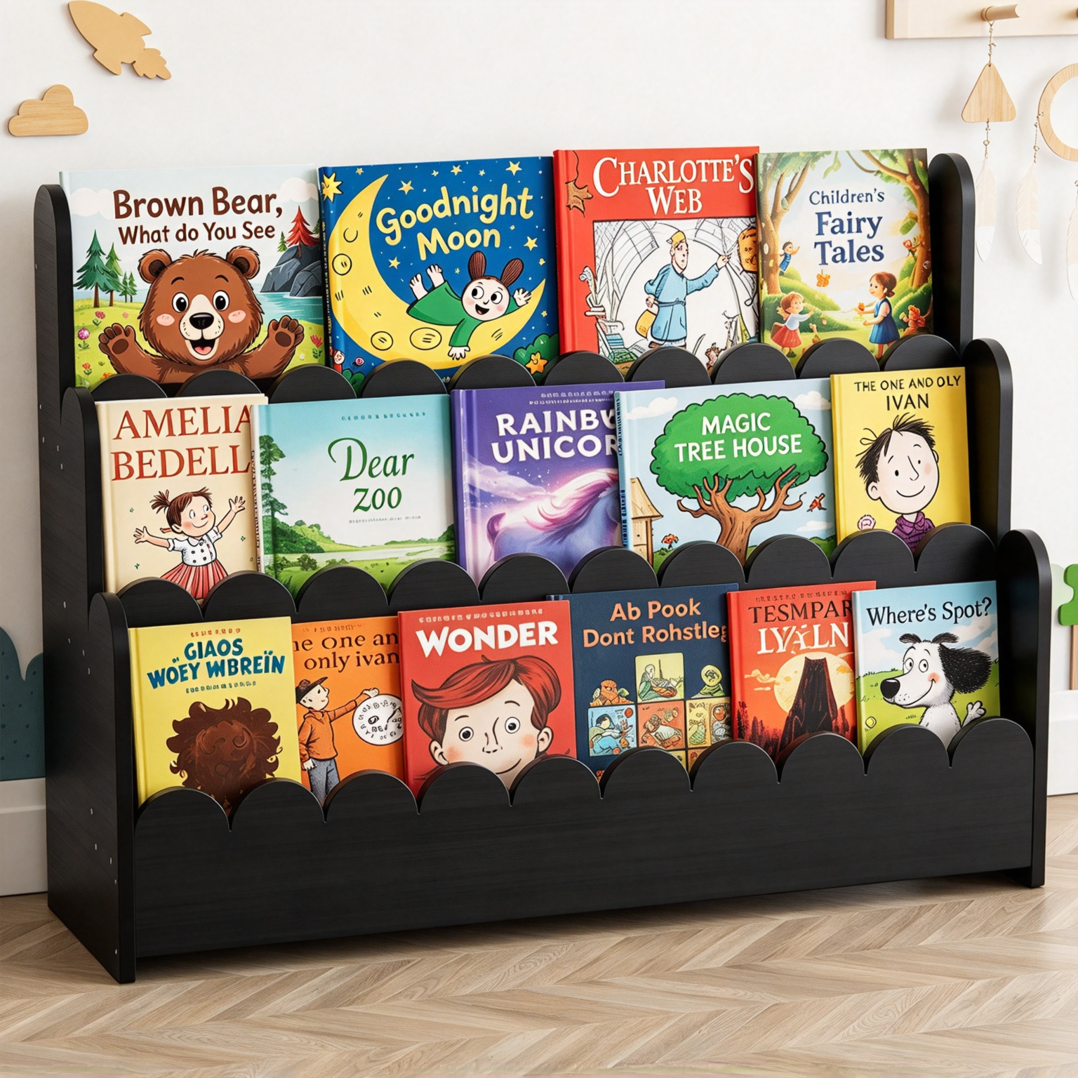 Montessori Bookshelf – 3-Tier Front-Facing Display for Toddlers