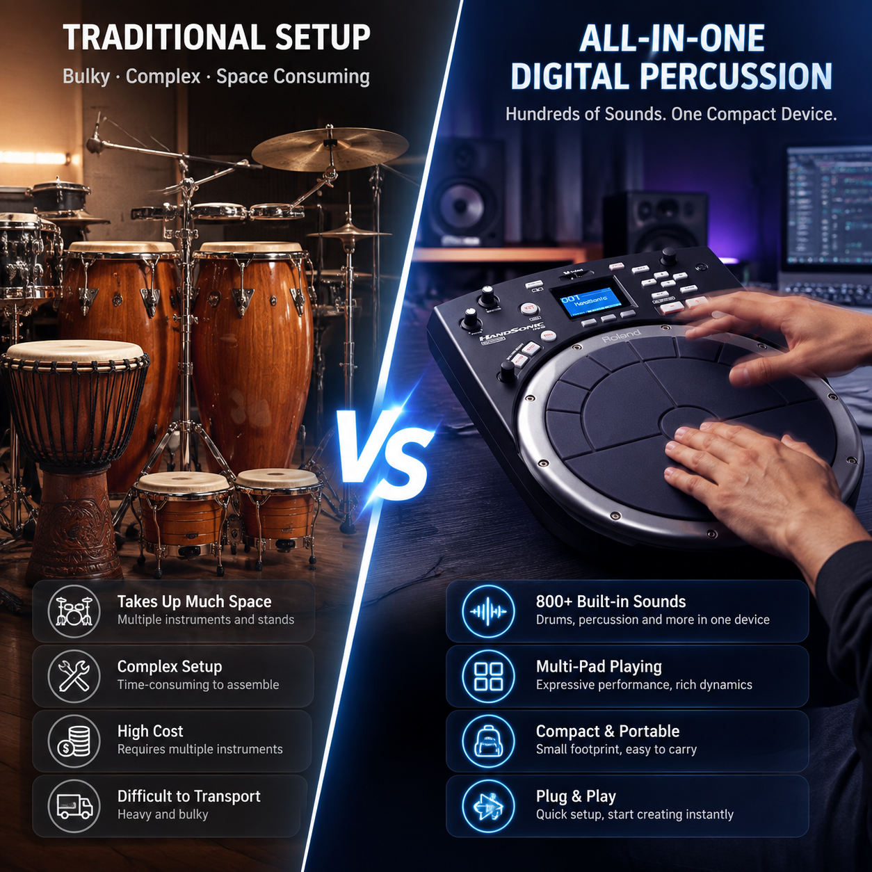 Digital Hand Percussion Instrument – 850+ Sounds