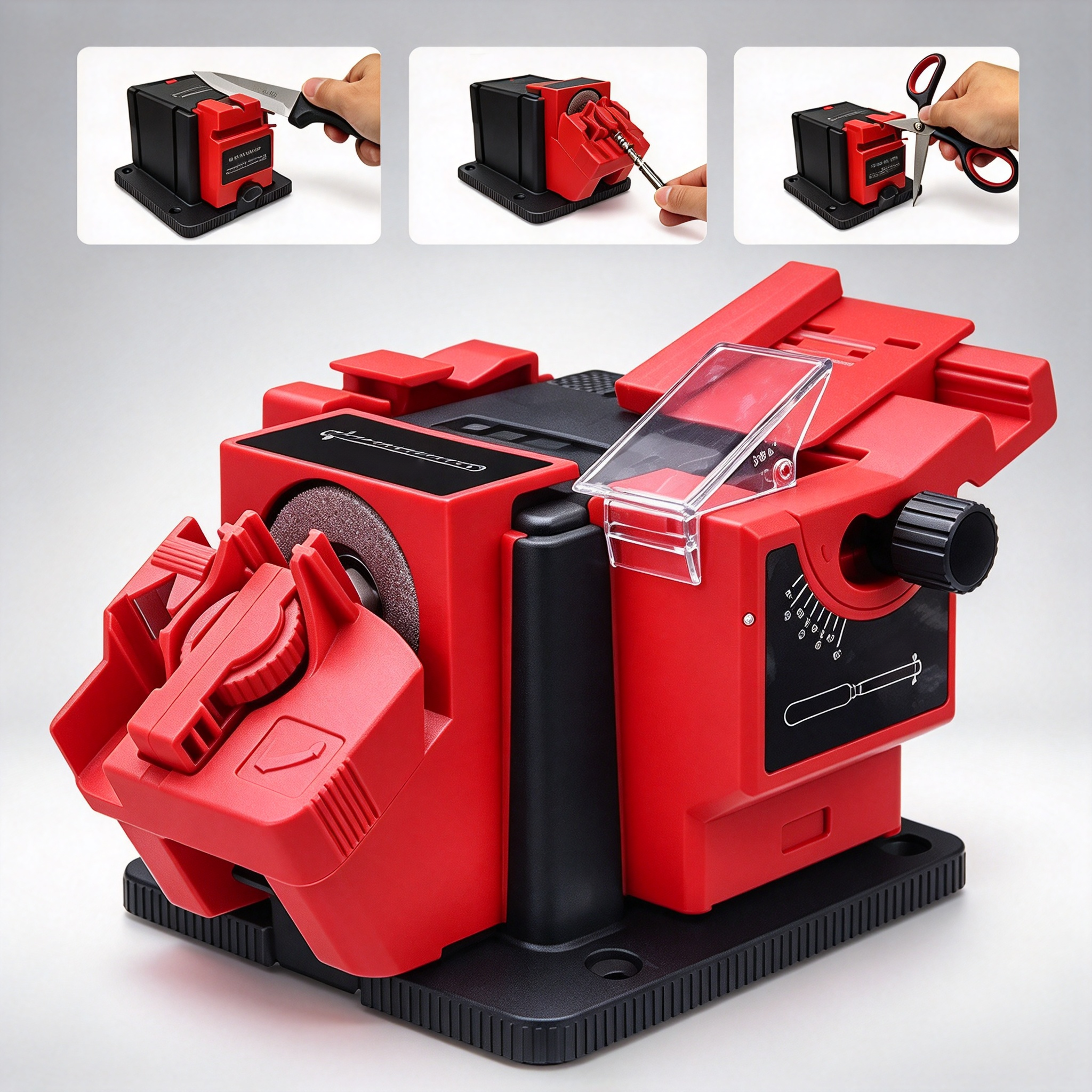 Electric Sharpener for Drills, Knives, Chisels & Scissors – 3-in-1 Workshop Tool